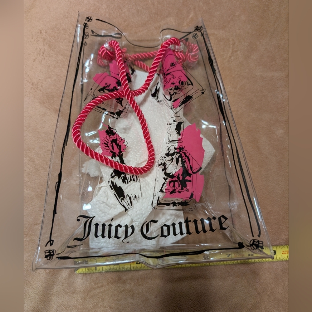 Juicy Couture® Transparent Vinyl Tote with Pink and Black Design